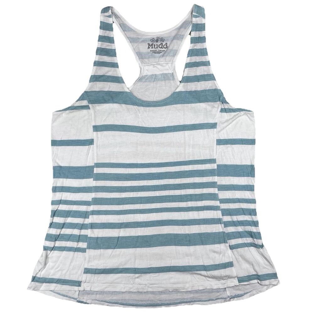 Y2K Mudd Racerback Tank Top Coastal Chic Indie Sleaze Striped Nile Blue Size XL